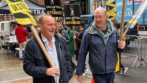 Clark Gregg, John Carroll Lynch on the SAG-AFTRA picket line